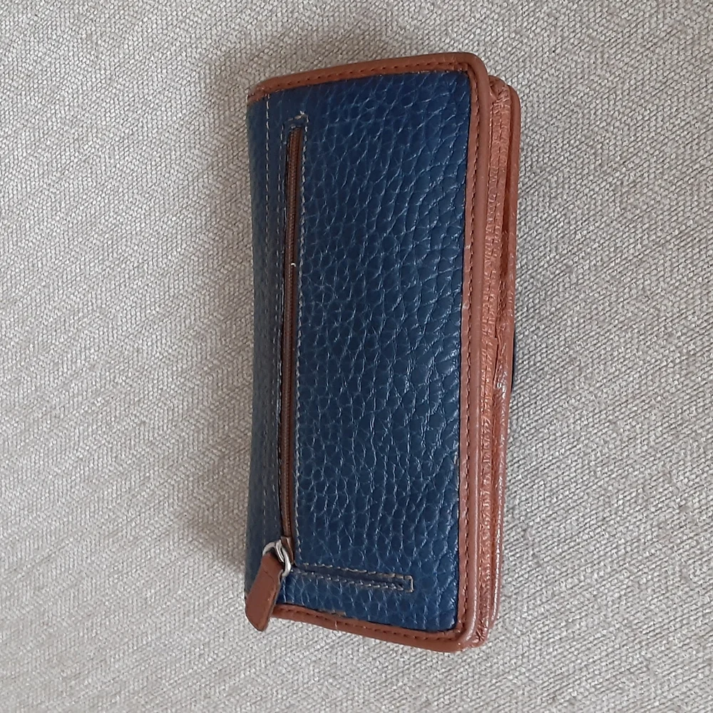 Brighton Blue and Brown leather wallet with Silver Buckle